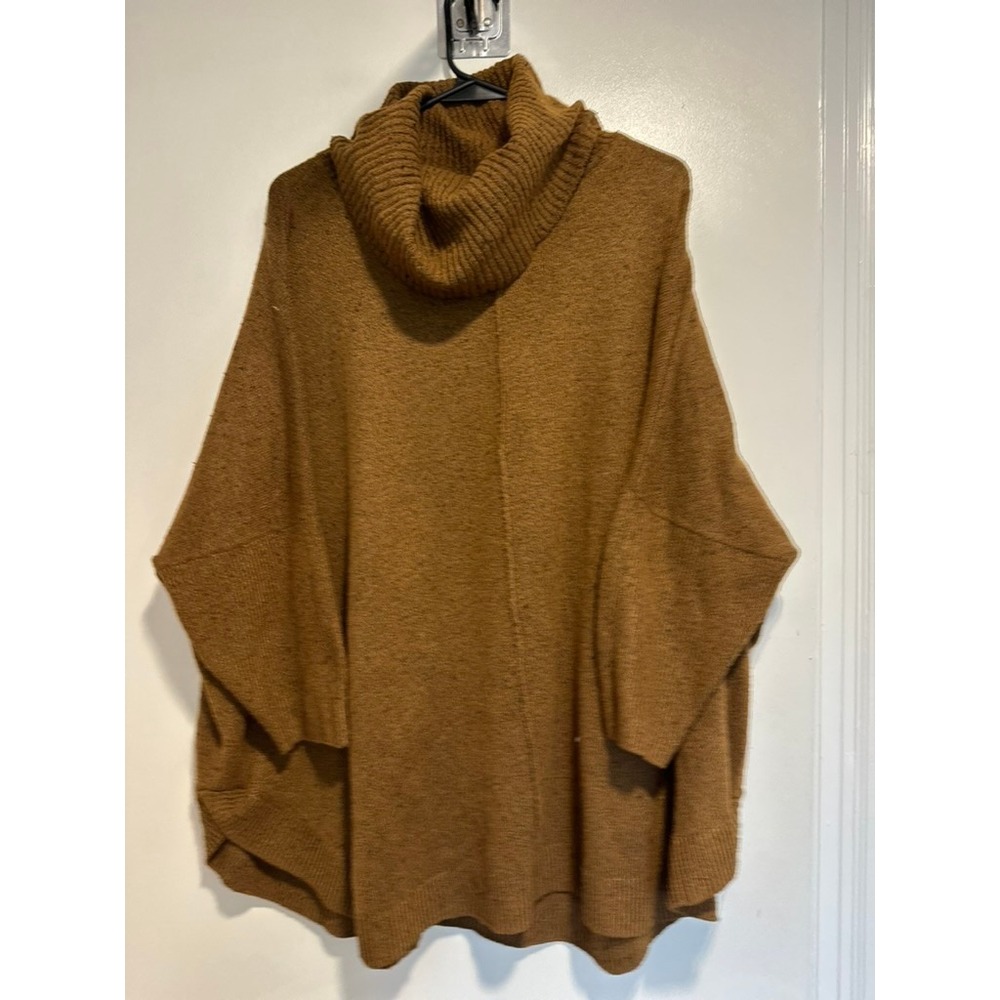 Time and Tru Boho Oversized Cowl Neck Poncho Sweater Sz:XXL Brown Knit